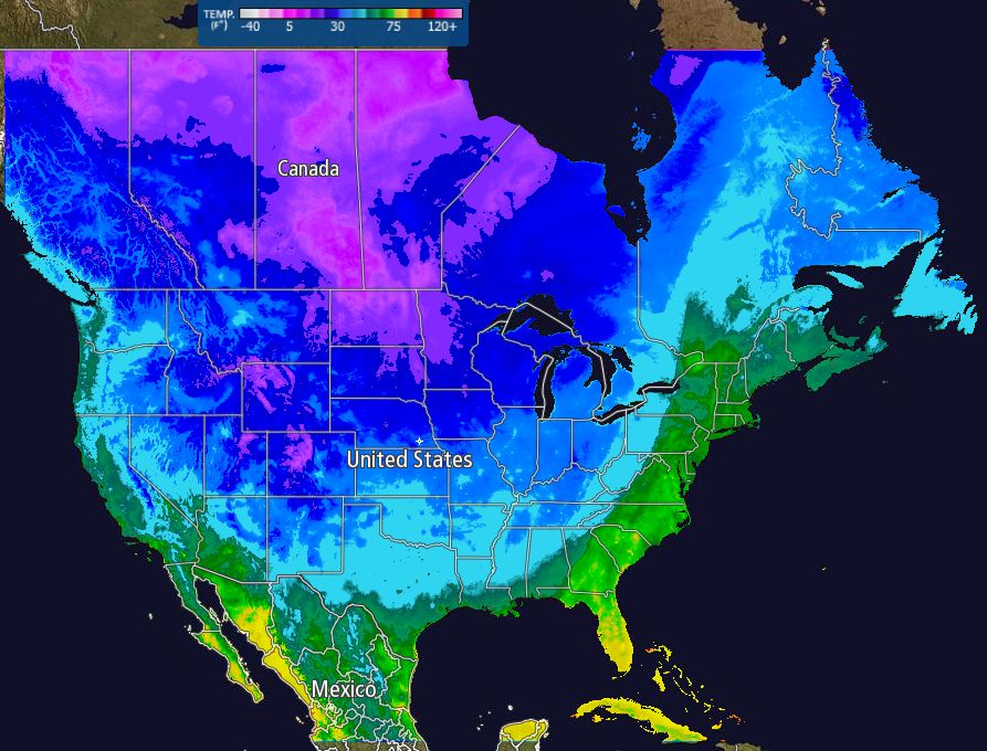 Weather Map North America Today - United States Map